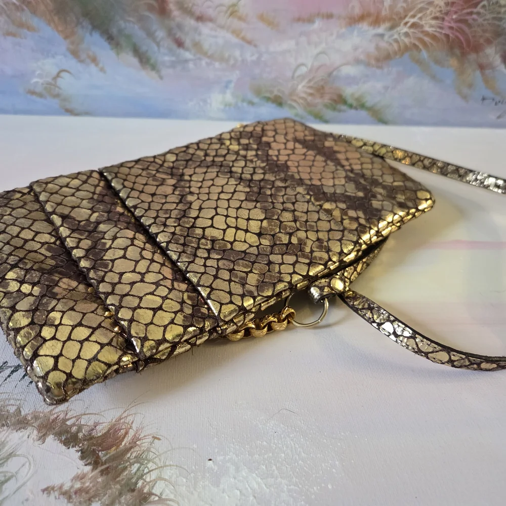 Michael Kors Metallic Snakeskin-Effect Gold Dark Undertone - Picture 14 of 16